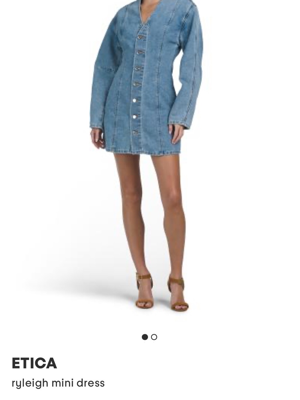 ETICA Ryleigh Button-Front Denim Mini Dress in Light Blue NWOT